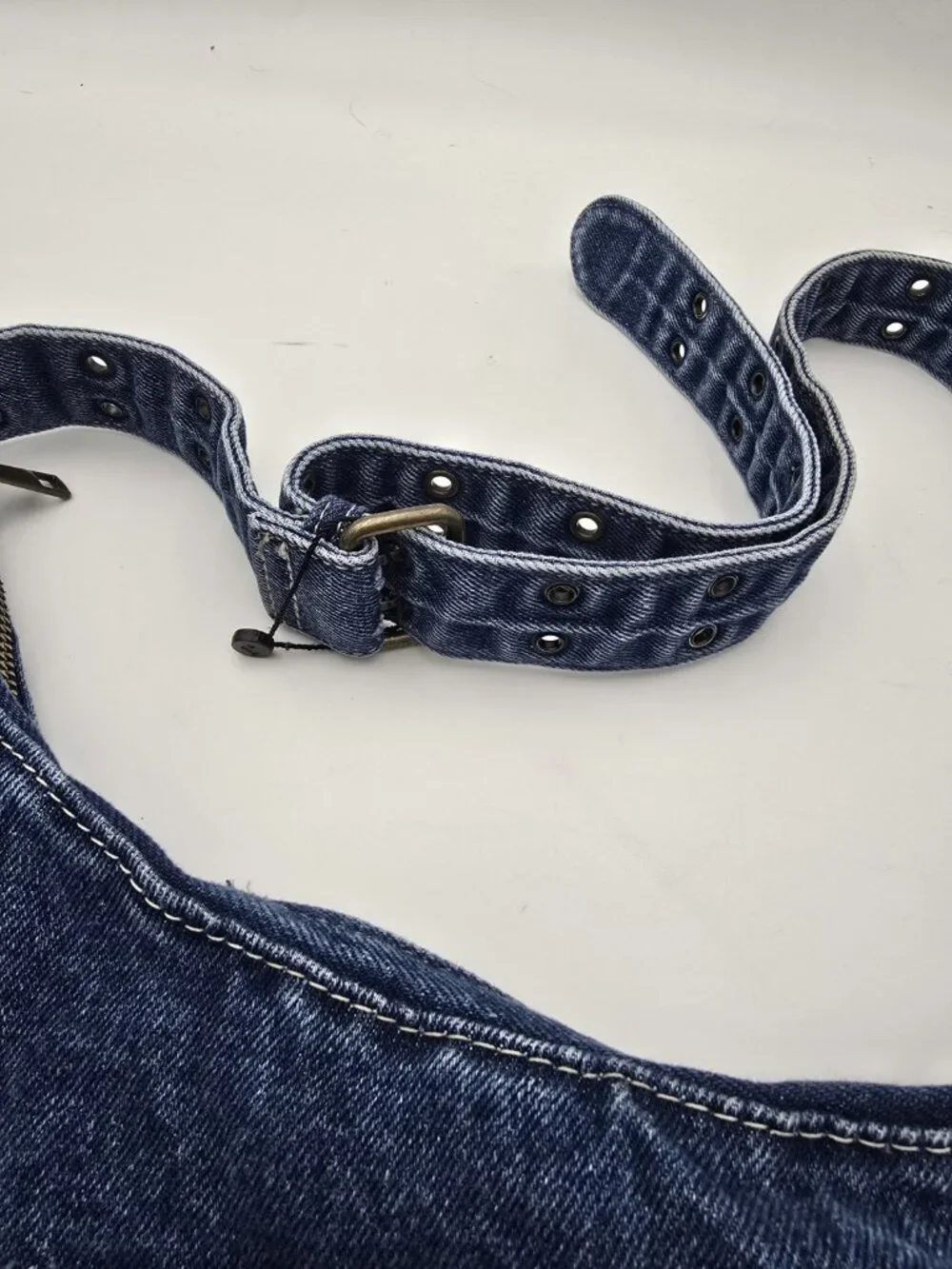 Y2K Denim Hobo Shoulder Bag Blue Jean Purse Large Slouchy Zip Top Boho